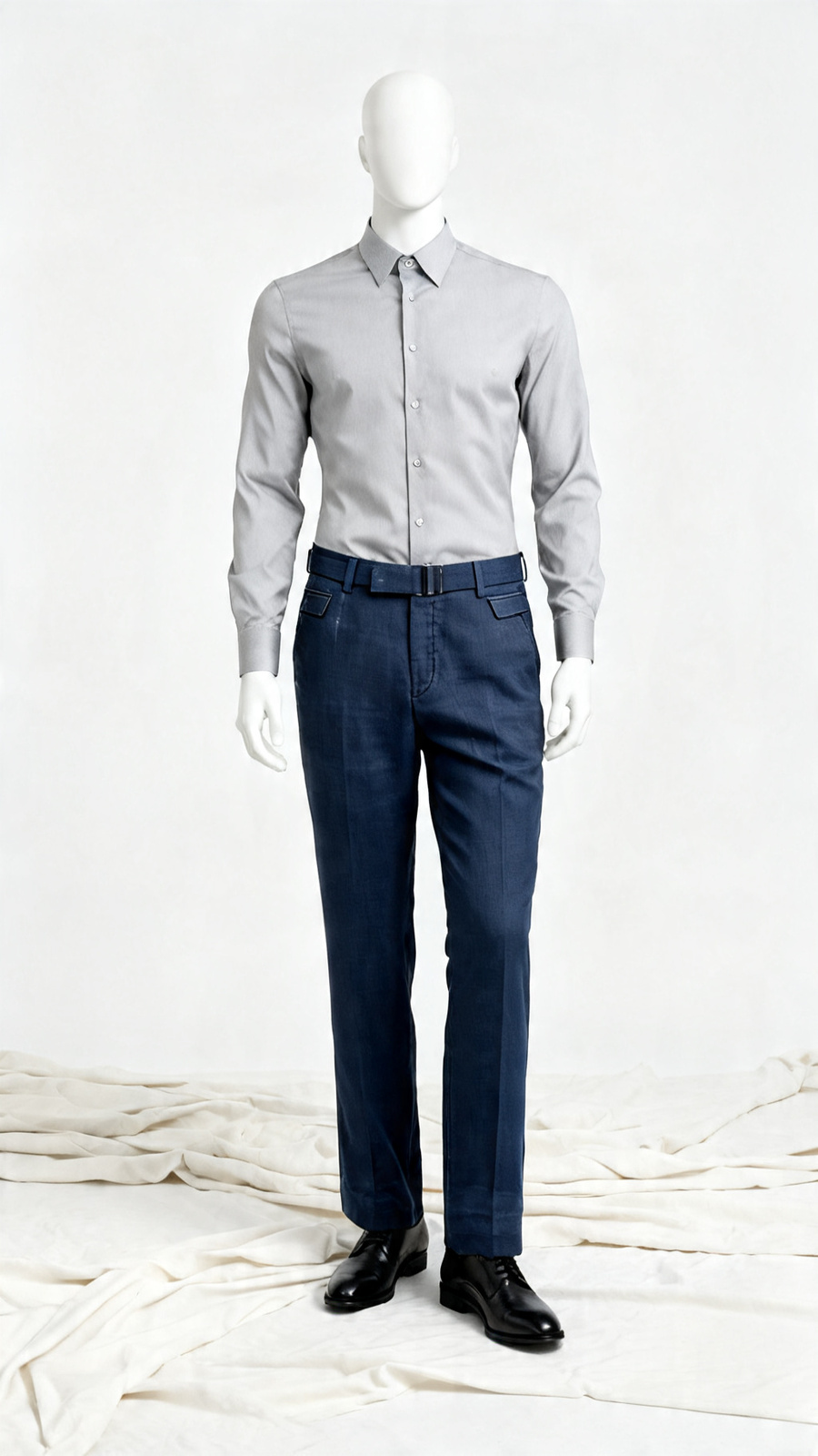 Men Navy Blue Formal Trouser