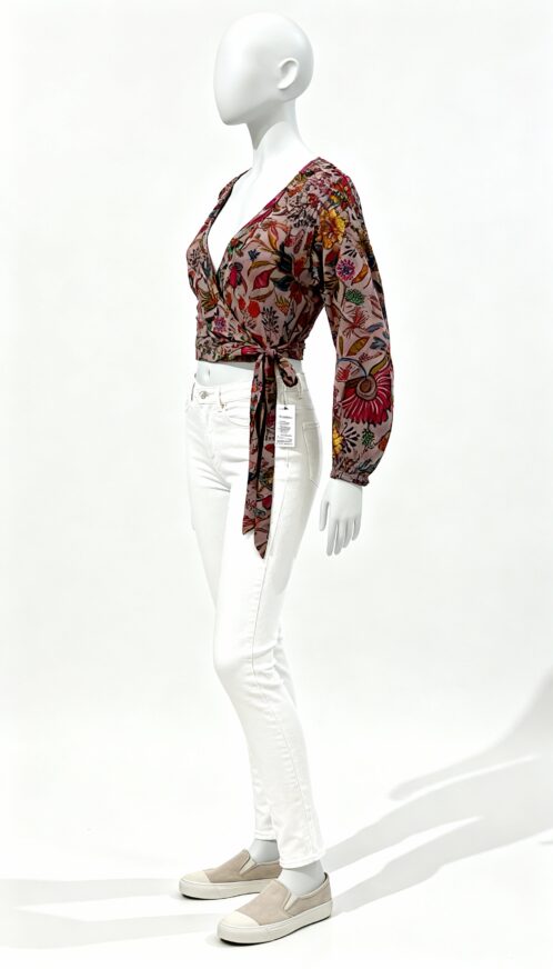 Floral Printed Sheer Wrap Top