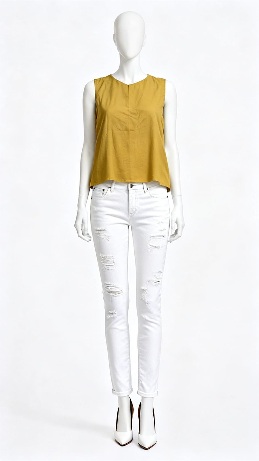 Mustard Sleeveless V-Neck Top
