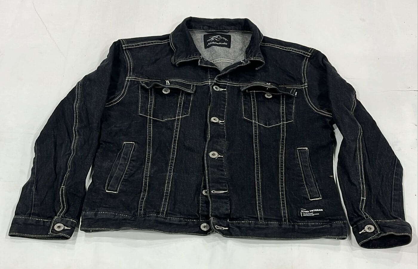 Black Contrast Stitch Denim Jacket - Image 4