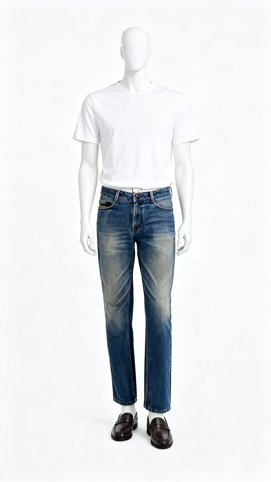 Blue Faded Straight Fit Jeans