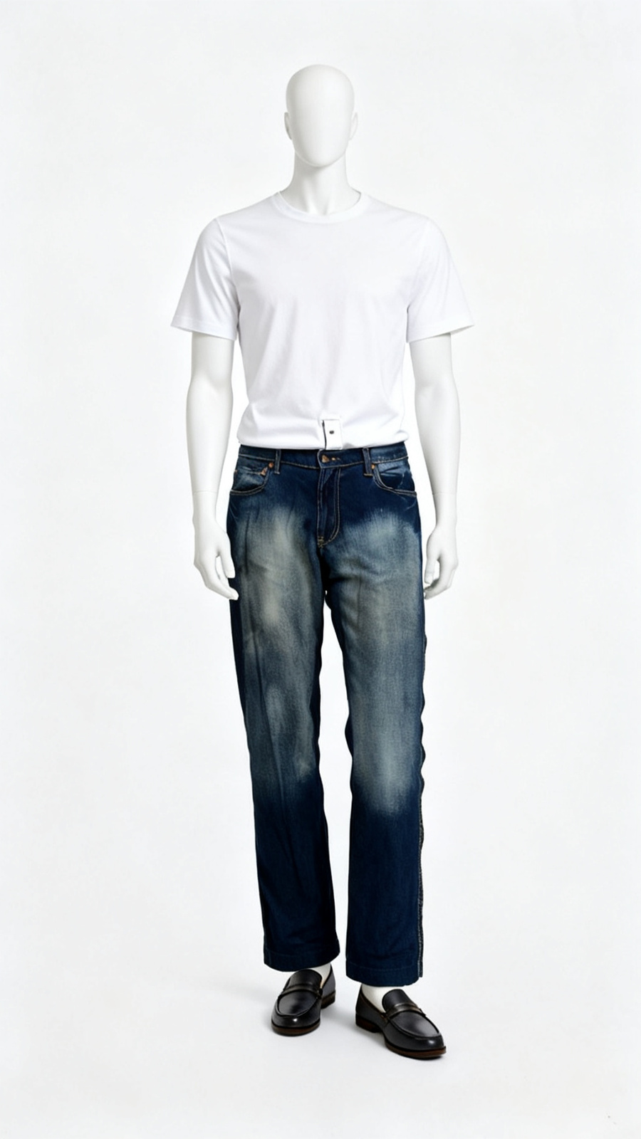 Blue Faded Straight Fit Denim Jeans