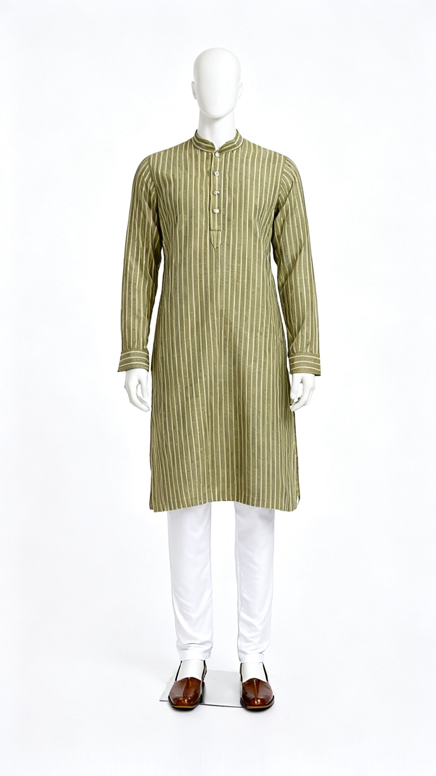Olive Striped Kurta