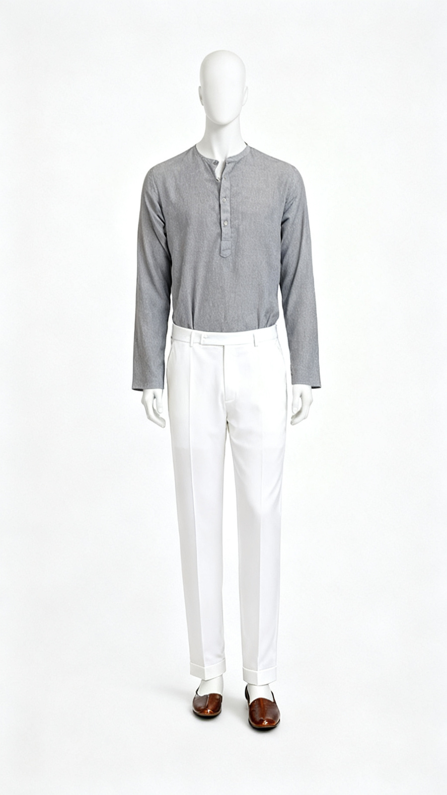 Light Grey Solid Kurta