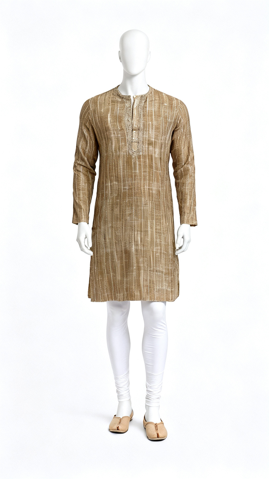 Men Brown Textured Kurta