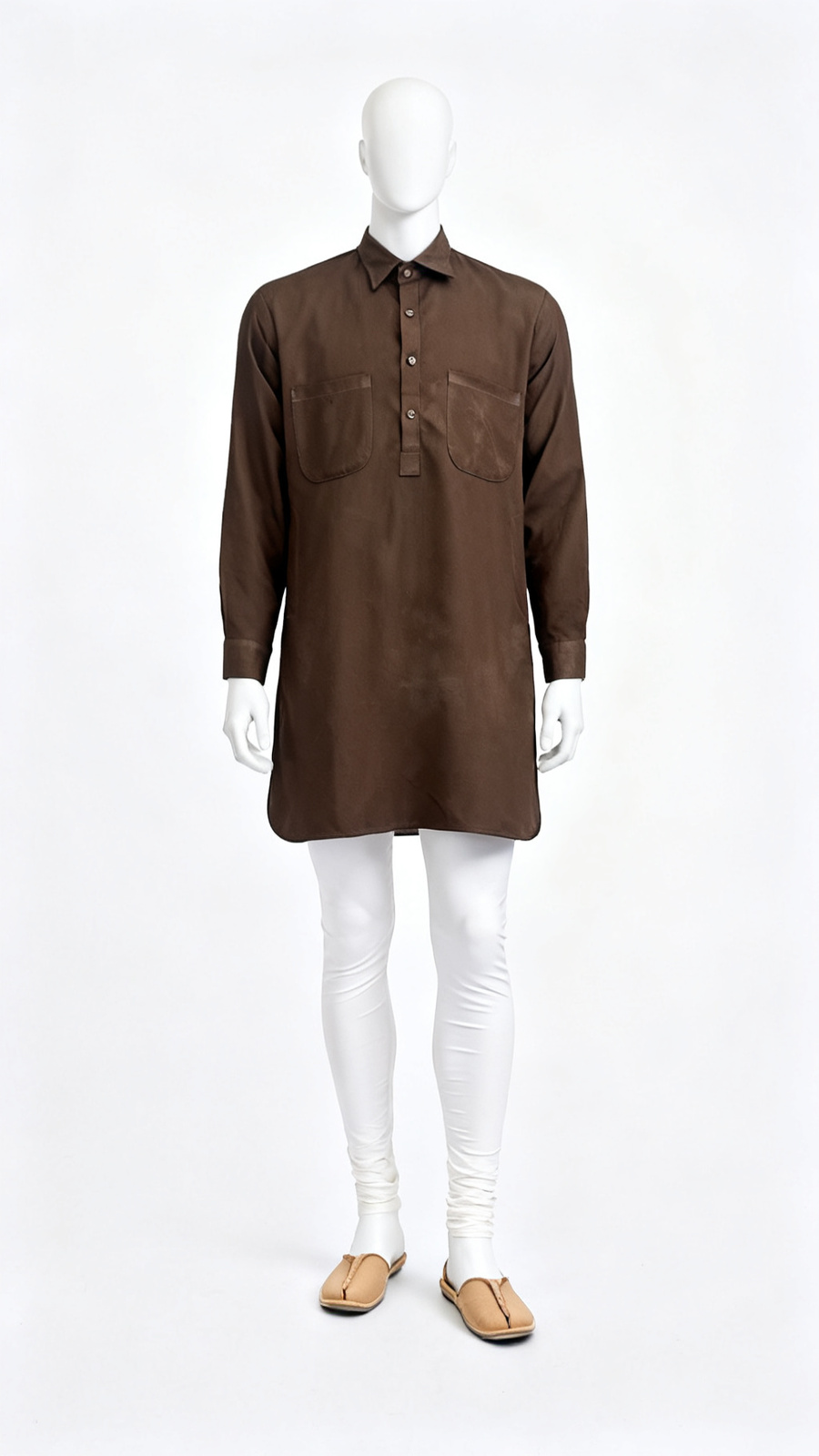 Men Brown Utility Kurta
