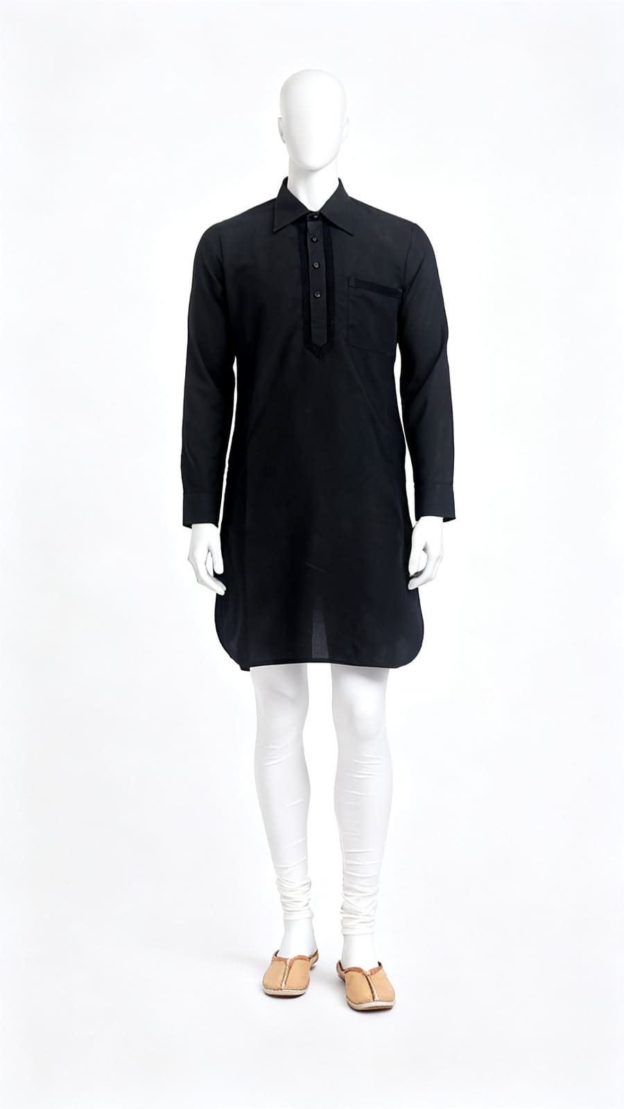 Men Black Mandarin Kurta