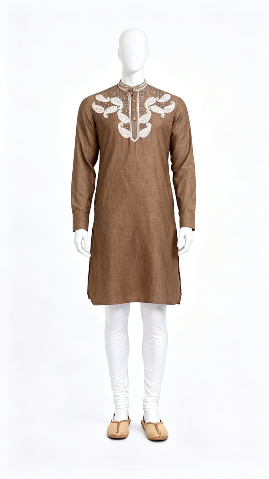 Brown Embroidered Kurta