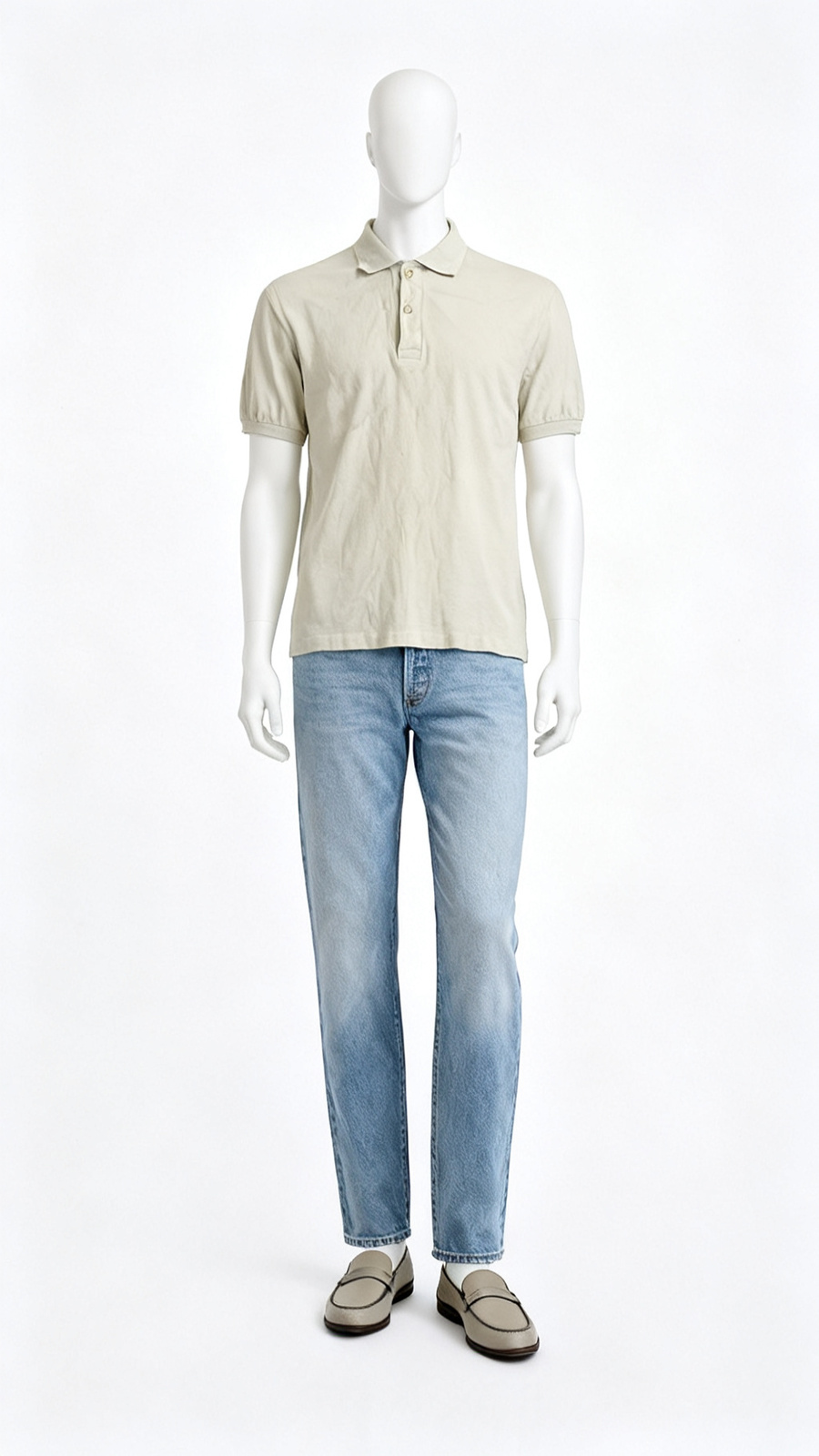 Men’s Beige Solid Polo T-Shirt