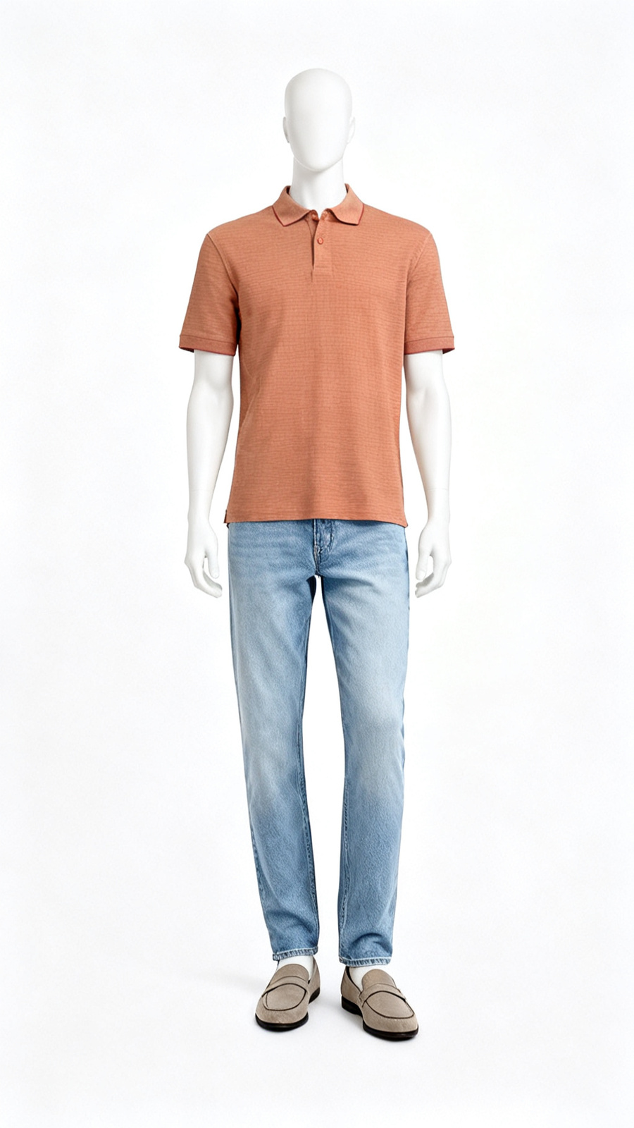 Rust Orange Textured Polo T-Shirt