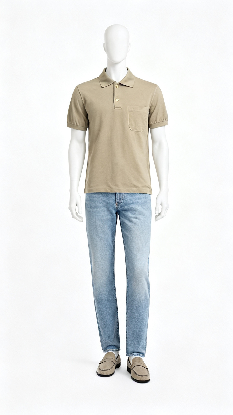 Khaki Solid Polo T-Shirt