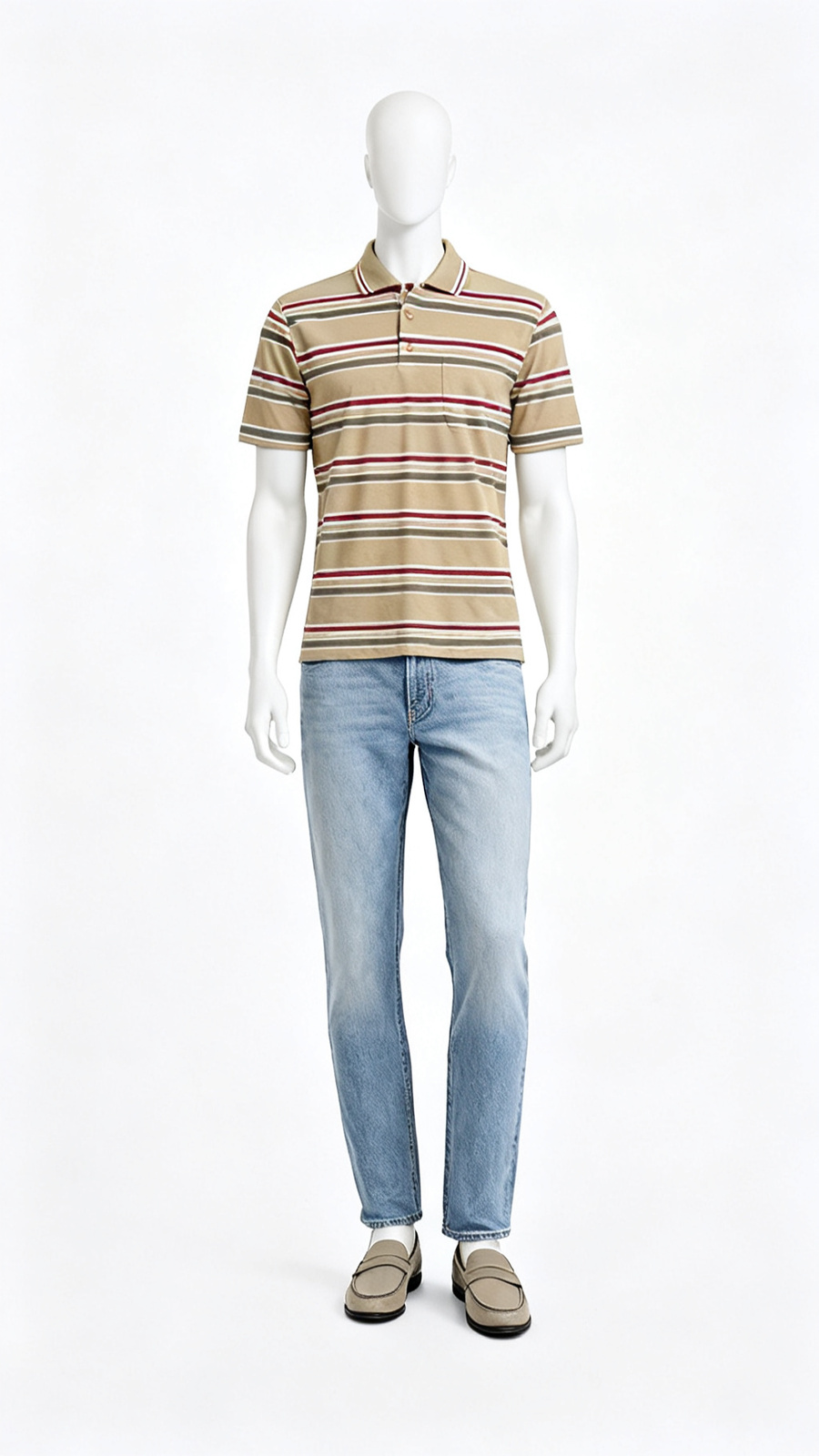 Men’s Multicolor Striped Polo T-Shirt