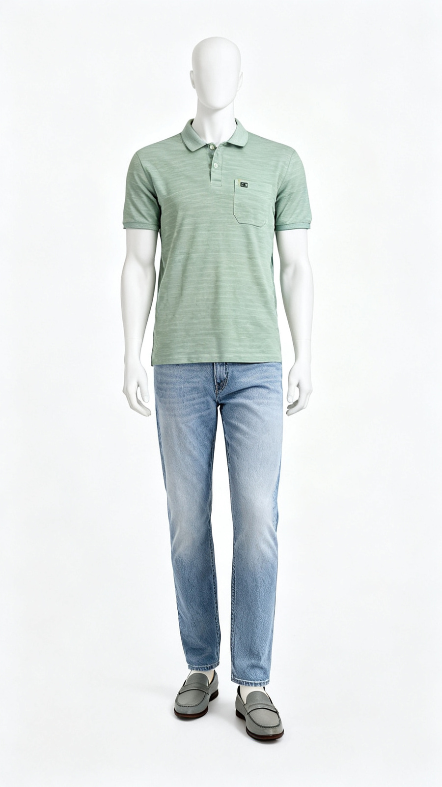 Men’s Light Green Solid Polo T-Shirt