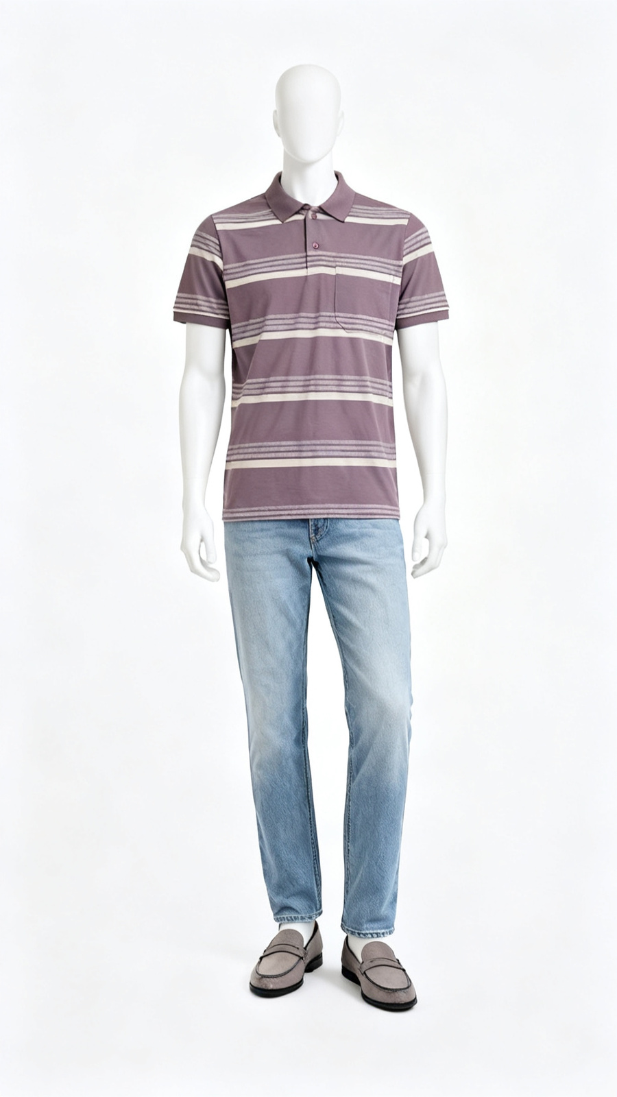 Men’s Purple Striped Polo T-Shirt
