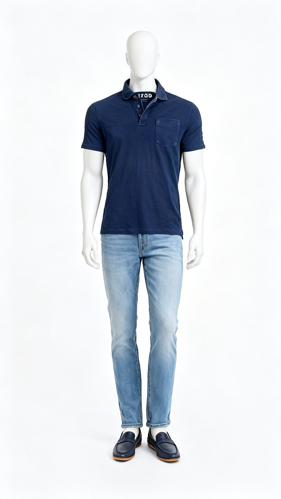 Men’s Green & Navy Striped Polo T-Shirt