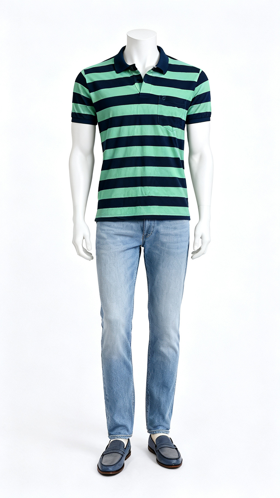 Men’s White Solid V-Neck Polo Tee
