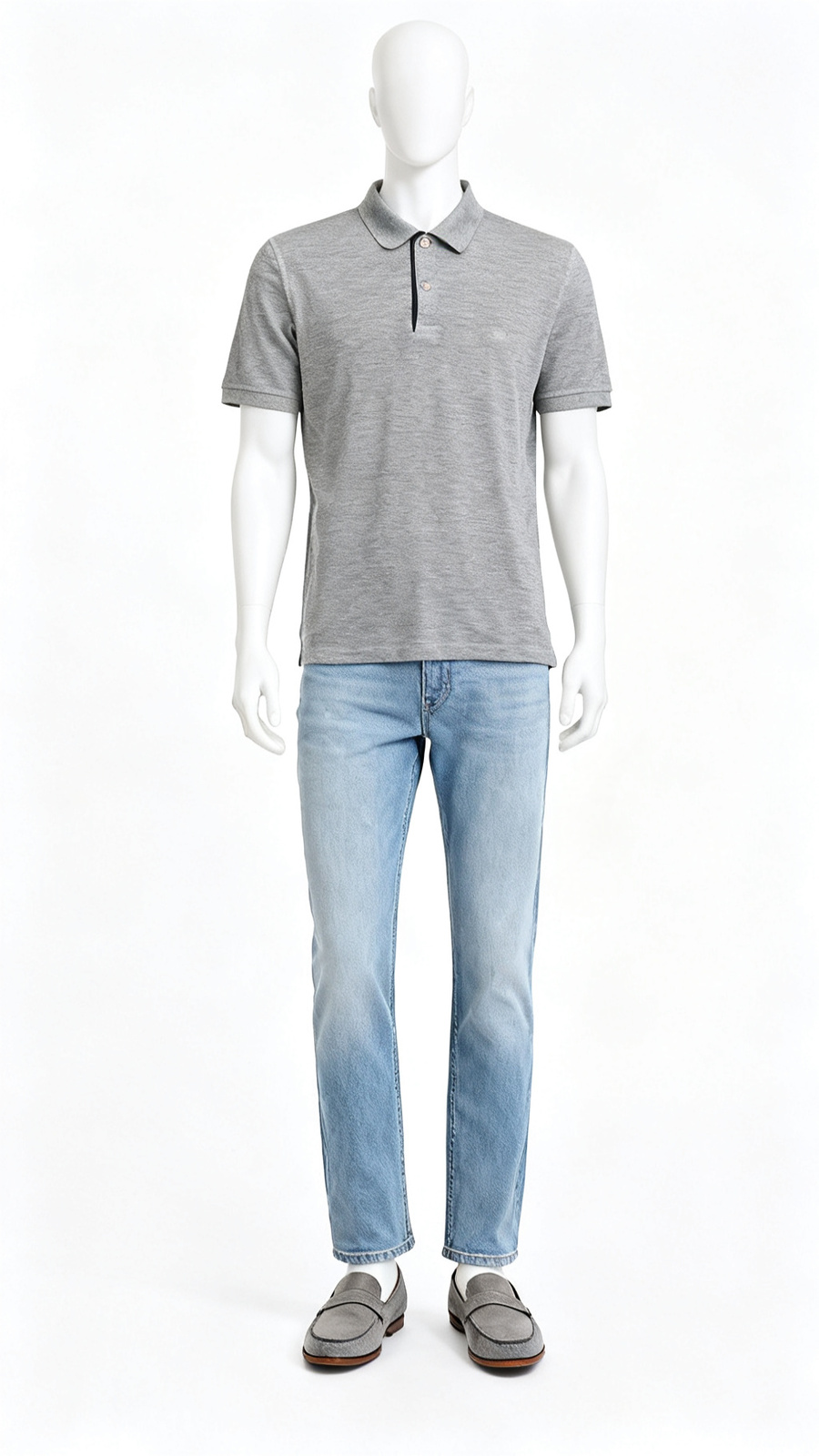 Men’s Grey Solid Polo T-Shirt