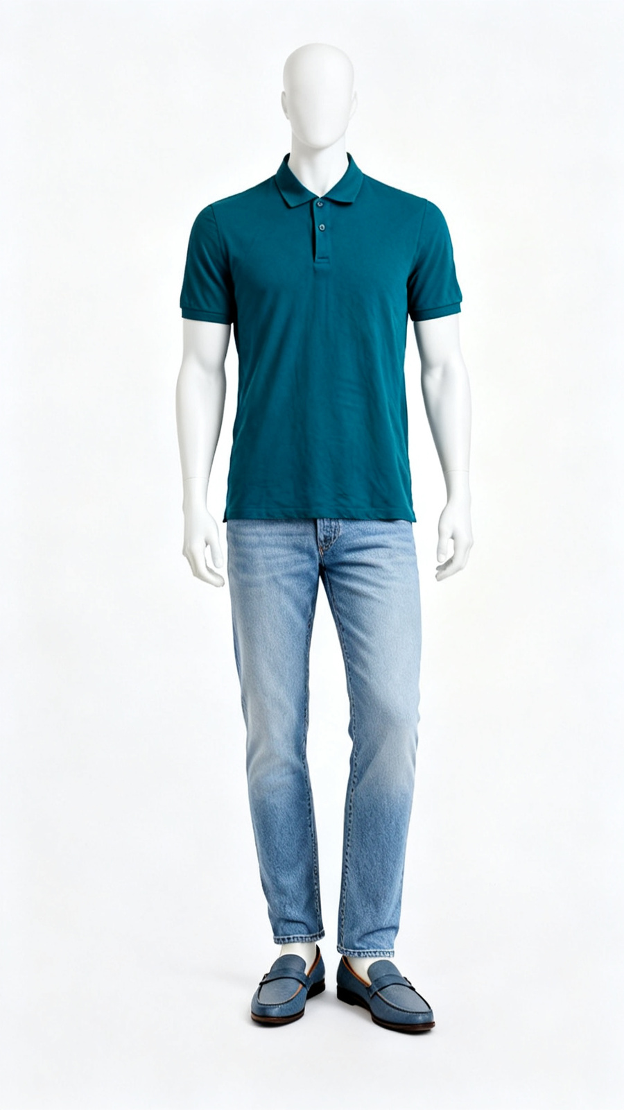 Men’s Teal Blue Solid Polo T-Shirt