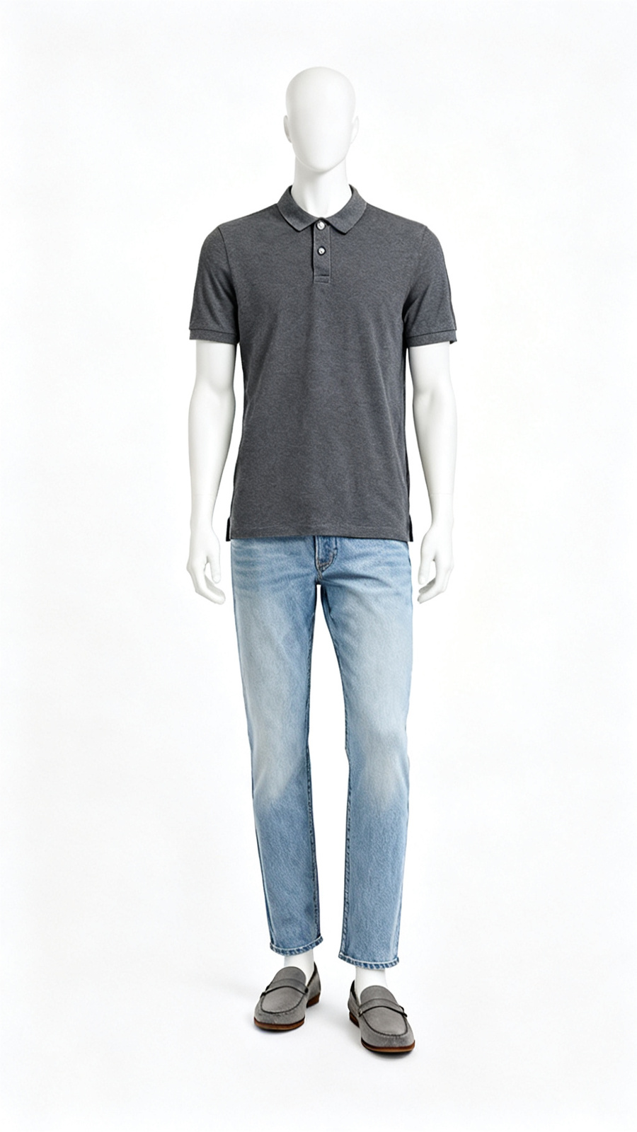 Men’s Dark Grey Solid Polo T-Shirt