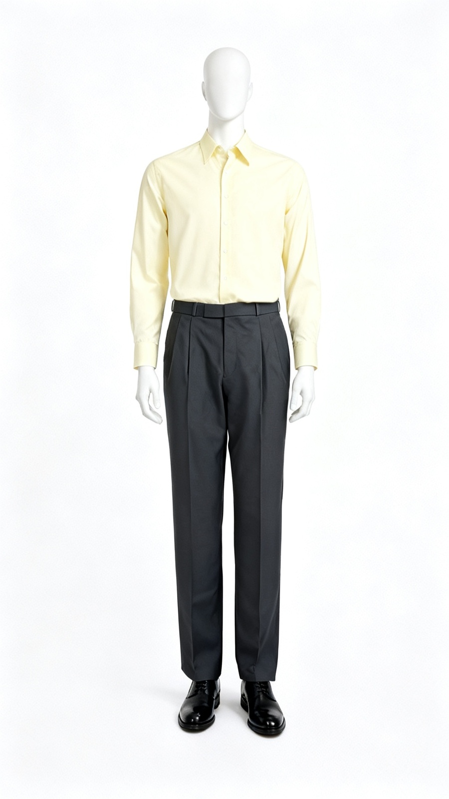 Charcoal Pleated Formal Office Trousers