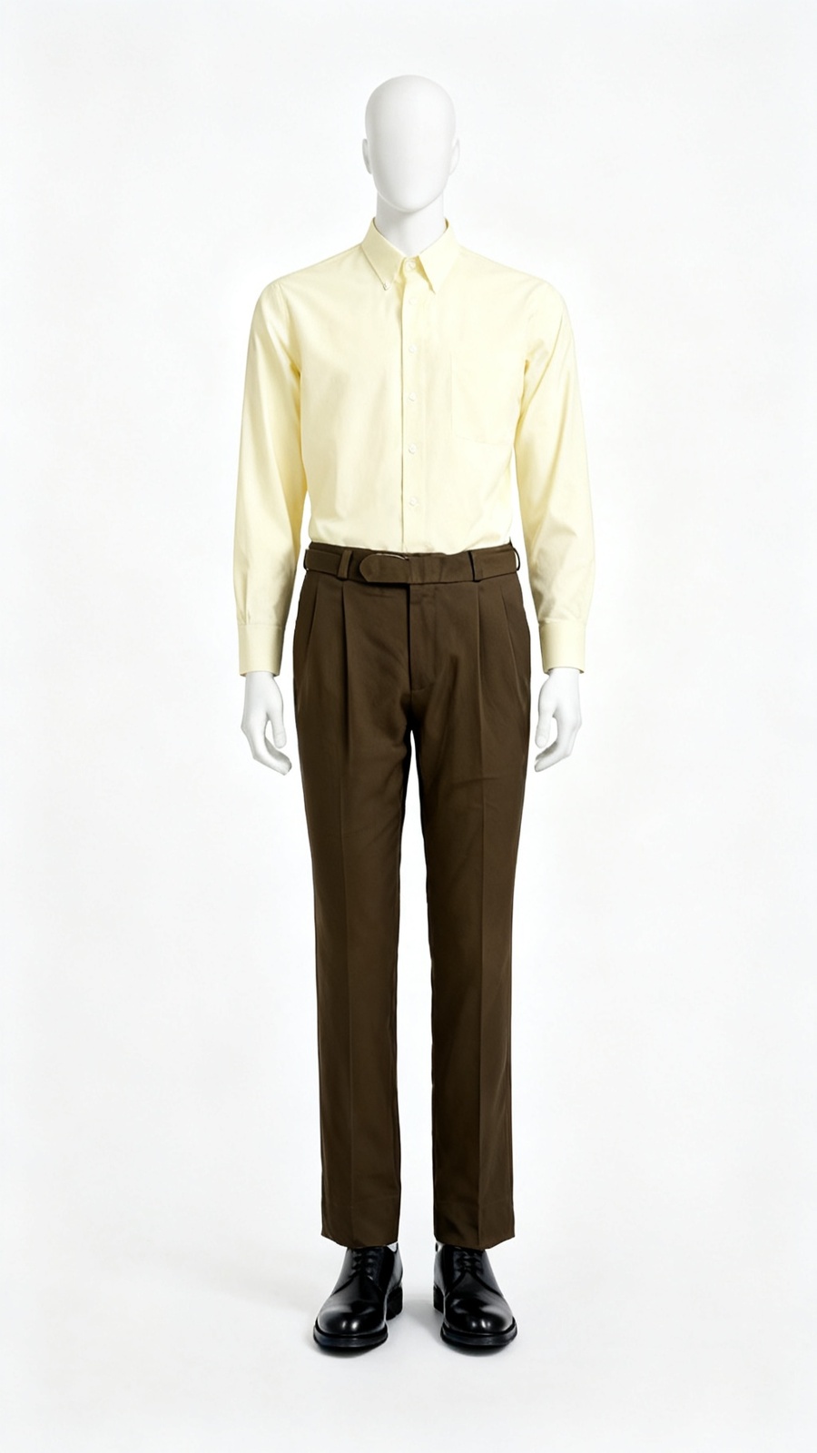 Brown Classic Pleated Formal Trousers