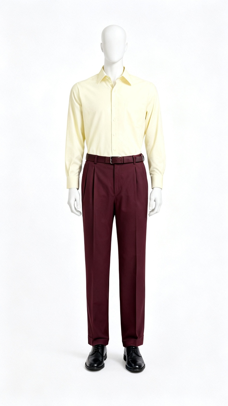 Maroon Classic Pleated Formal Trousers