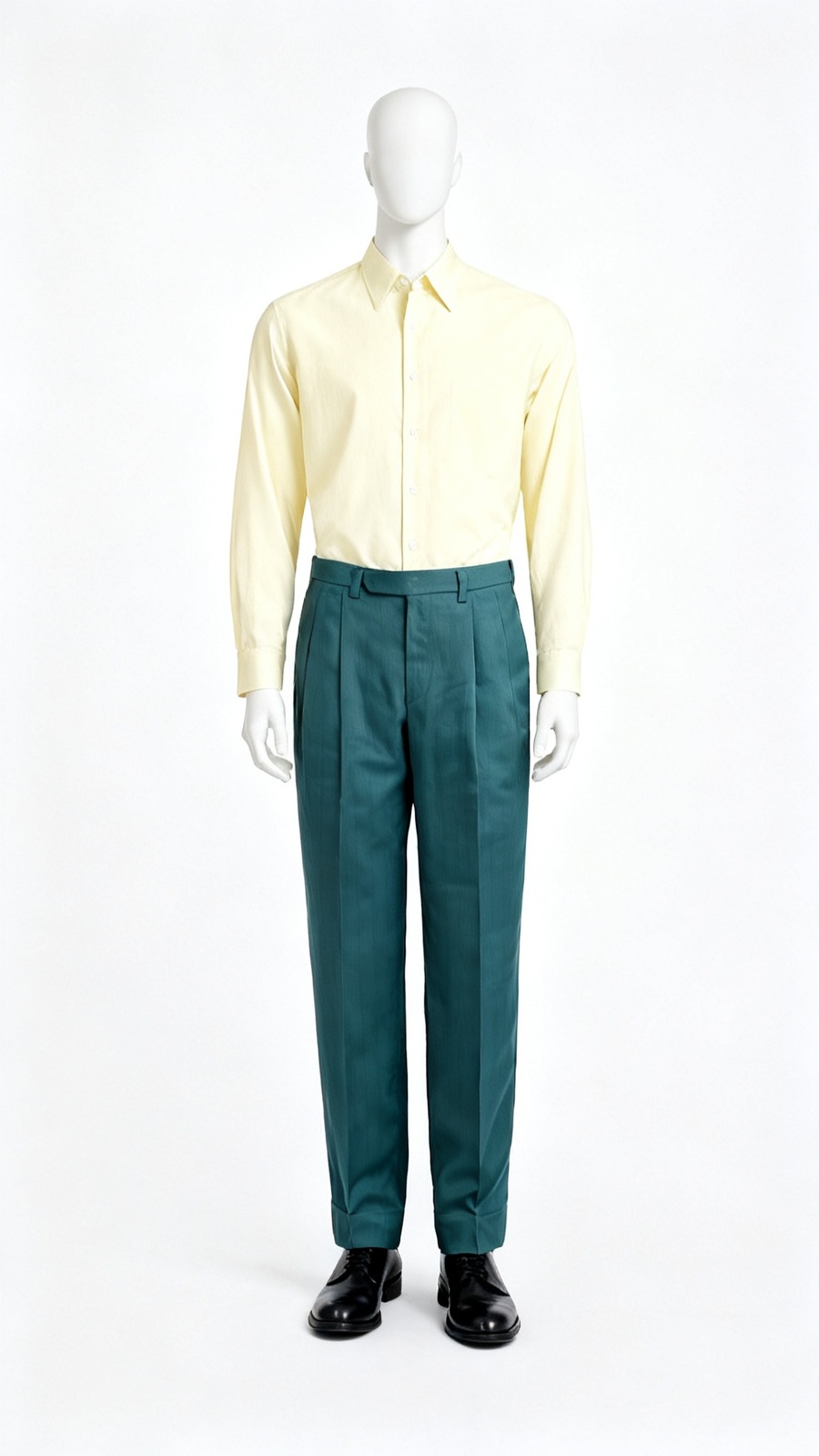 Teal Textured Pleated Suit Trouser