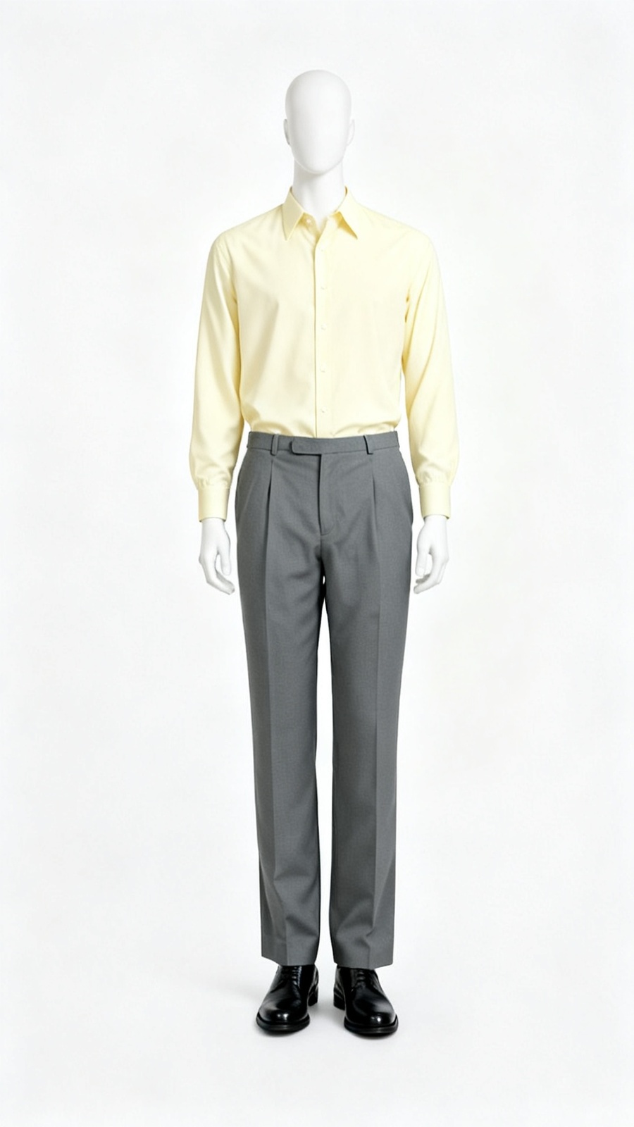 Men’s Grey Pleated Straight-Fit Formal Trousers