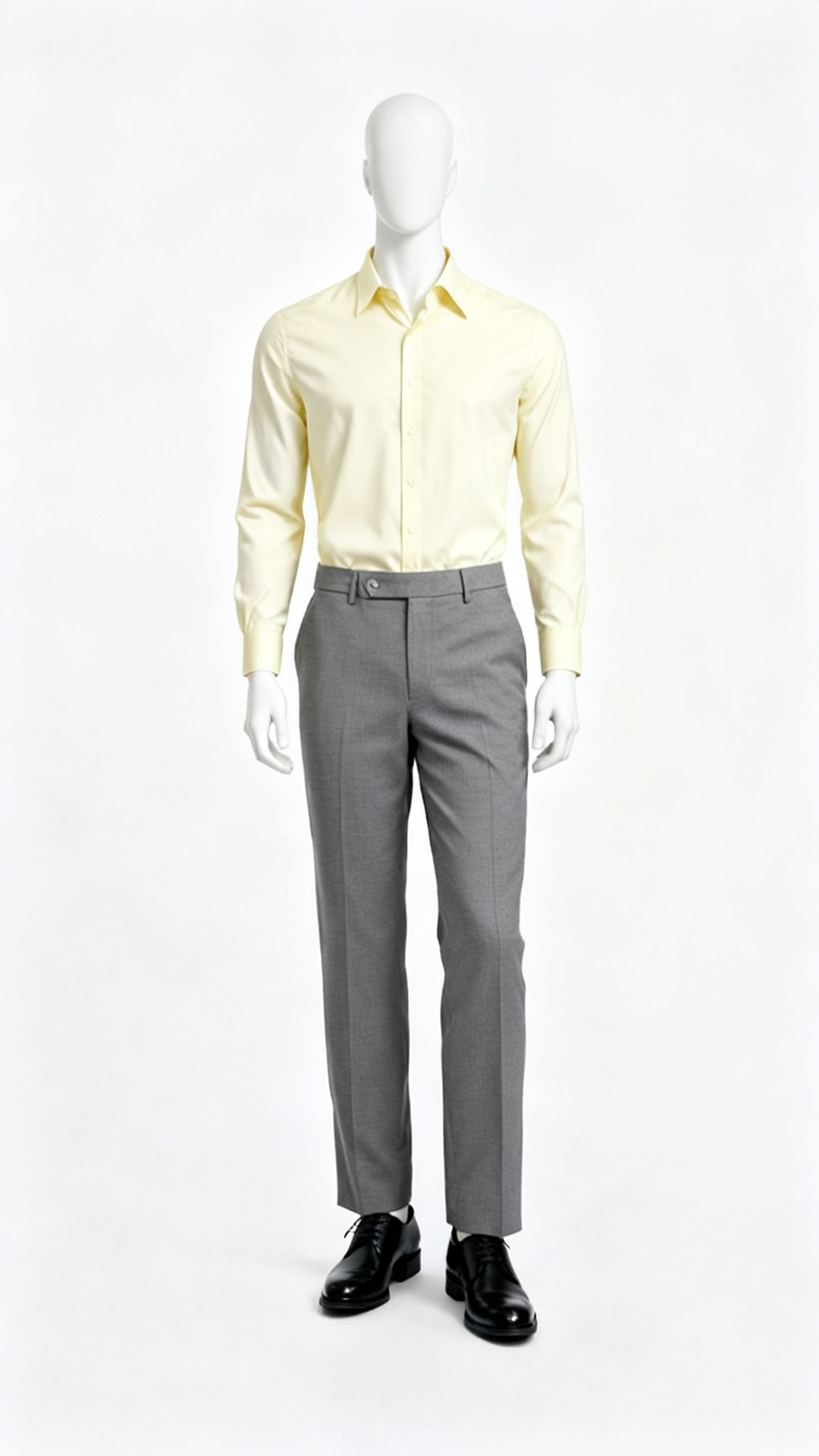 Men’s Light Grey Flat-Front Formal Trousers