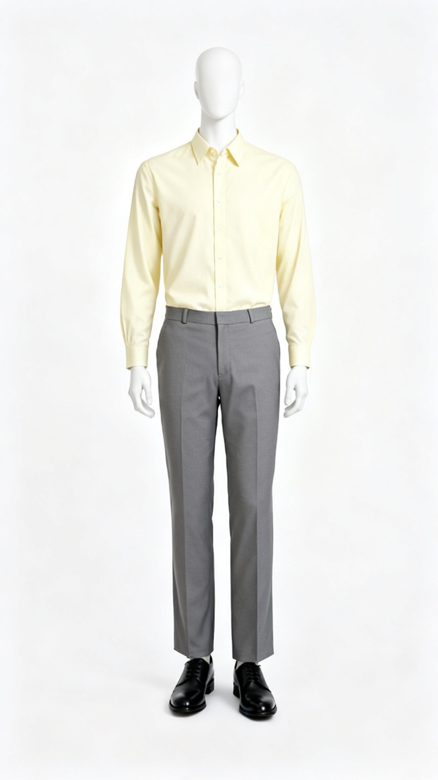 Men’s Grey Regular-Fit Formal Trousers