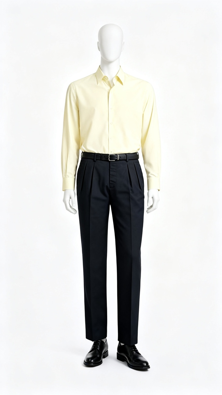 Men’s Black Classic Straight-Leg Formal Trousers