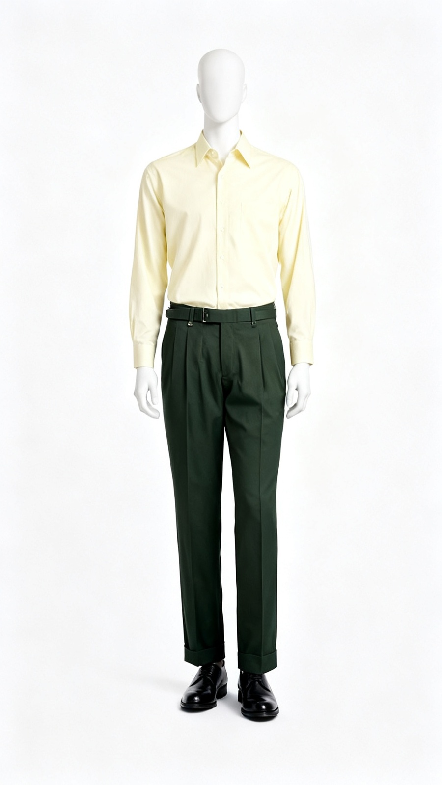 Men’s Dark Green Pleated Formal Trousers