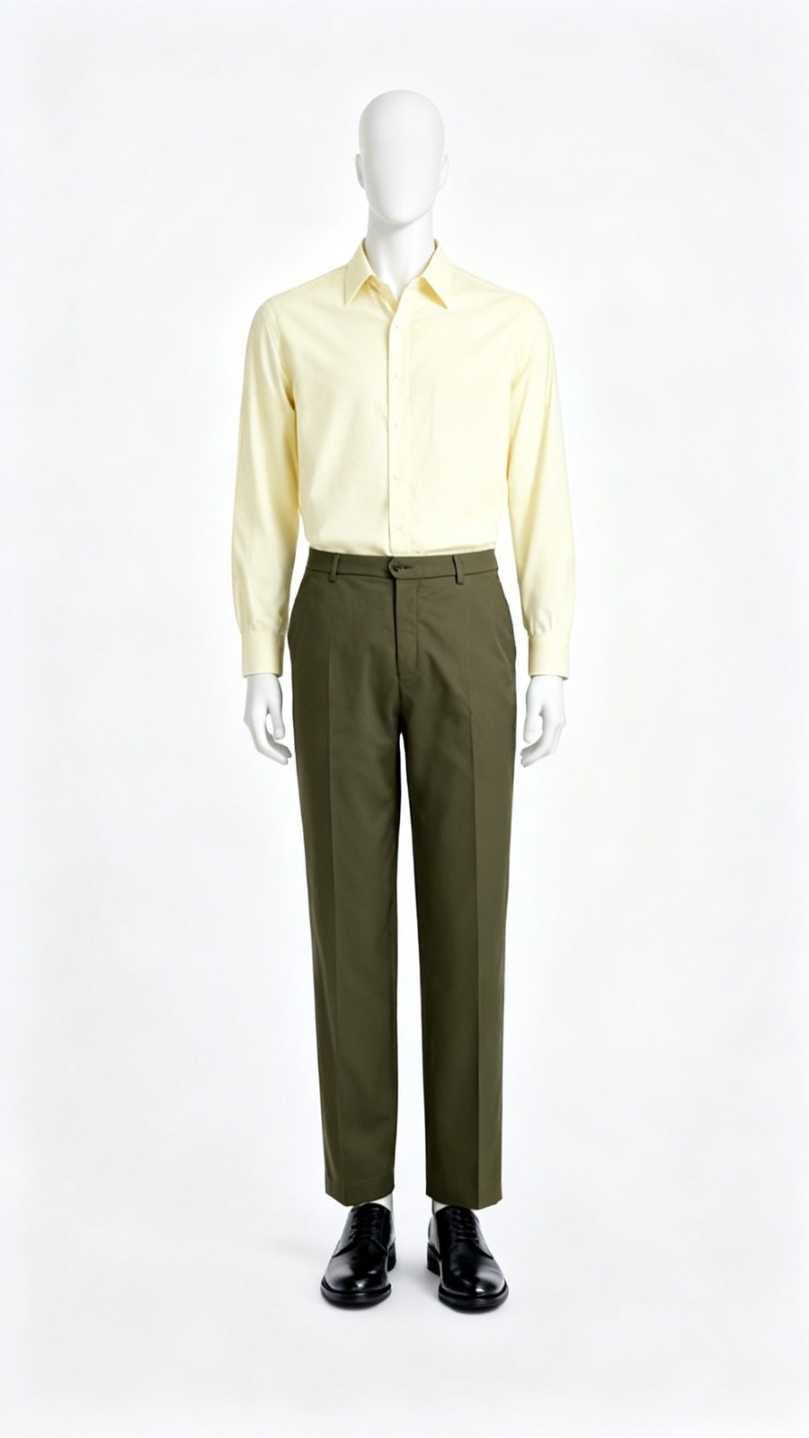 Olive Solid Relaxed Fit Formal Trouser