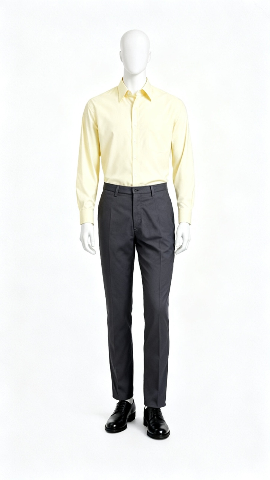 Charcoal Straight-Fit Cotton Blend Trousers