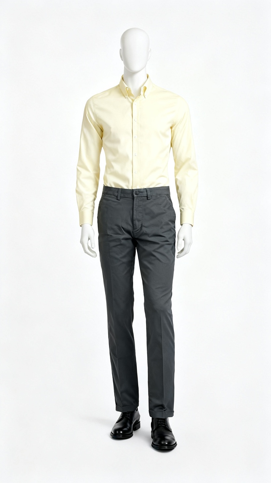 Men’s Charcoal Grey Straight-Fit Casual Cotton Trousers