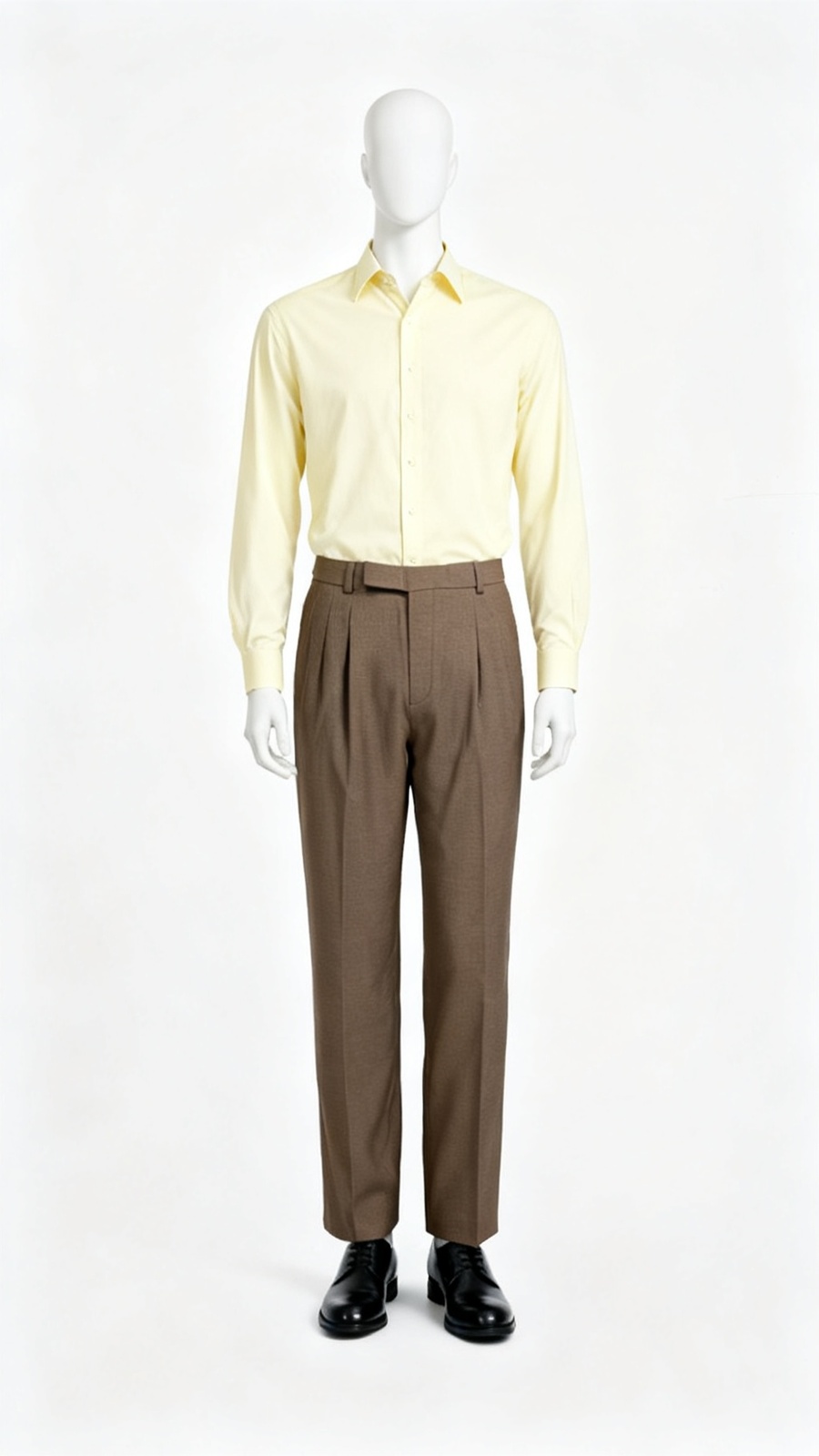 Brown Taupe Classic Pleated Formal Trousers