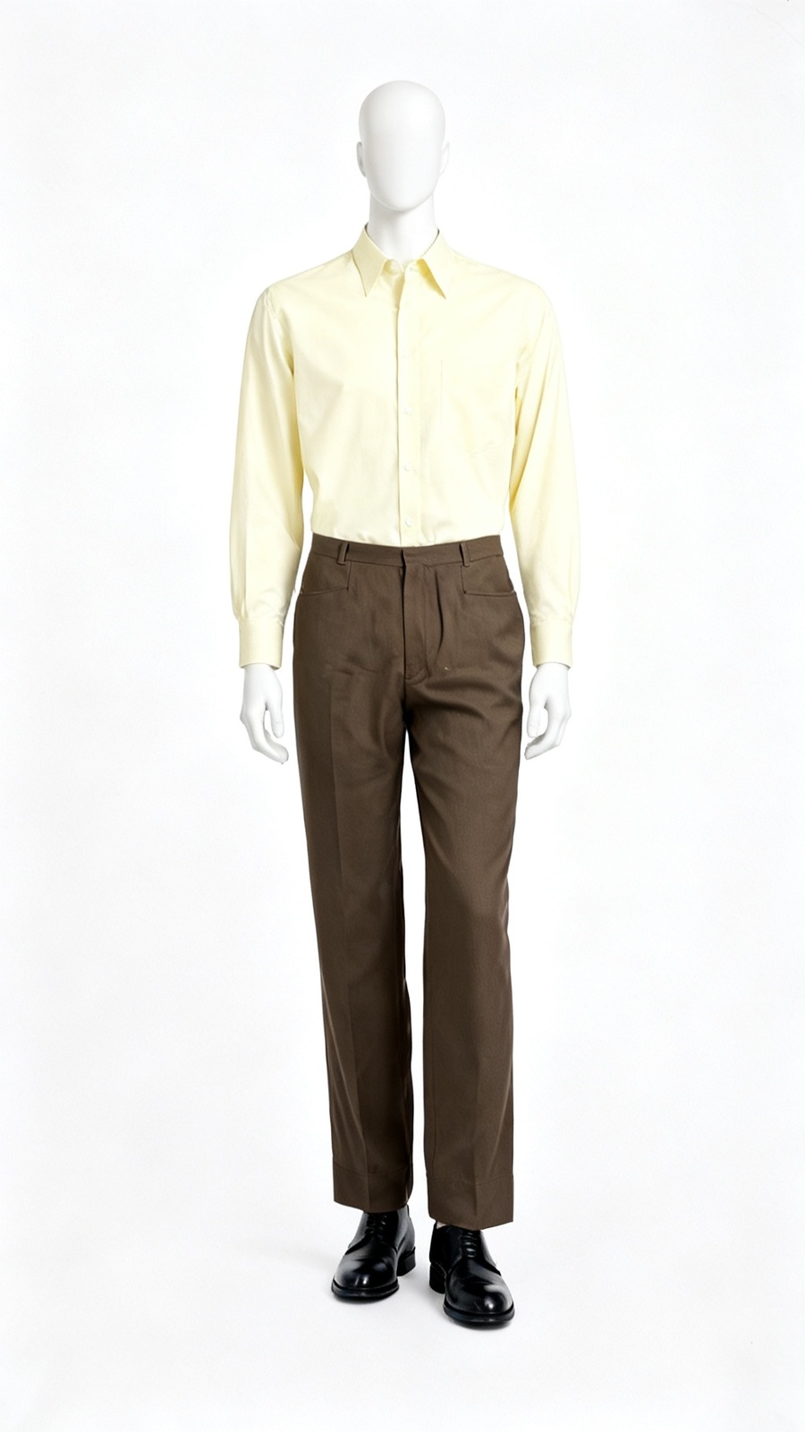 Men’s Solid Brown Straight-Fit Formal Trousers