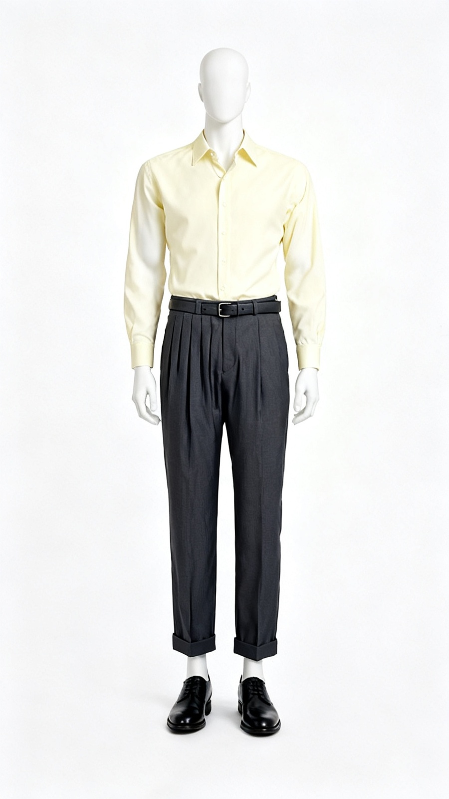 Men’s Dark Charcoal Relaxed Fit Pleated Formal Trousers