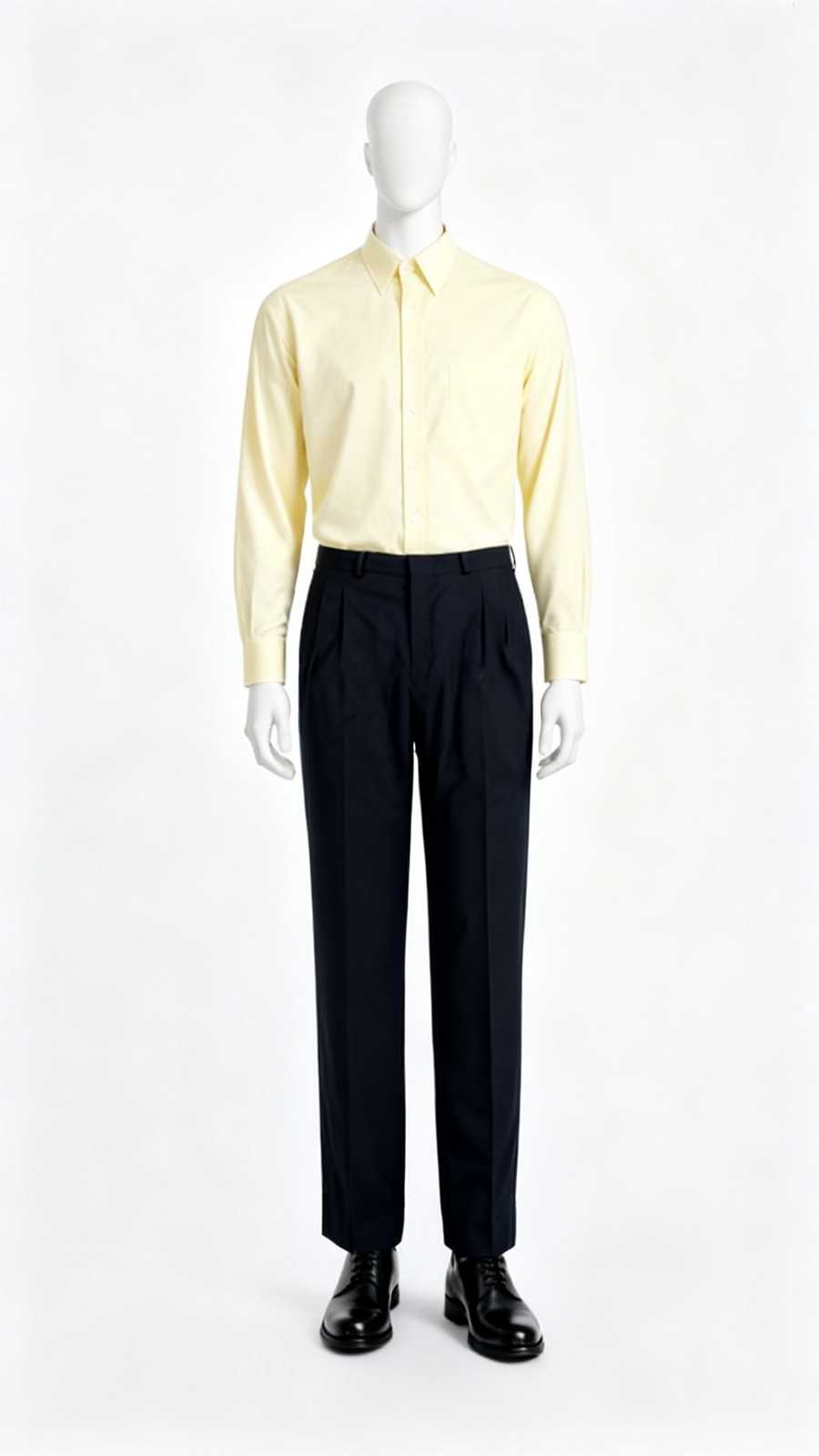 Men’s Black Relaxed Fit Pleated Suit Trousers