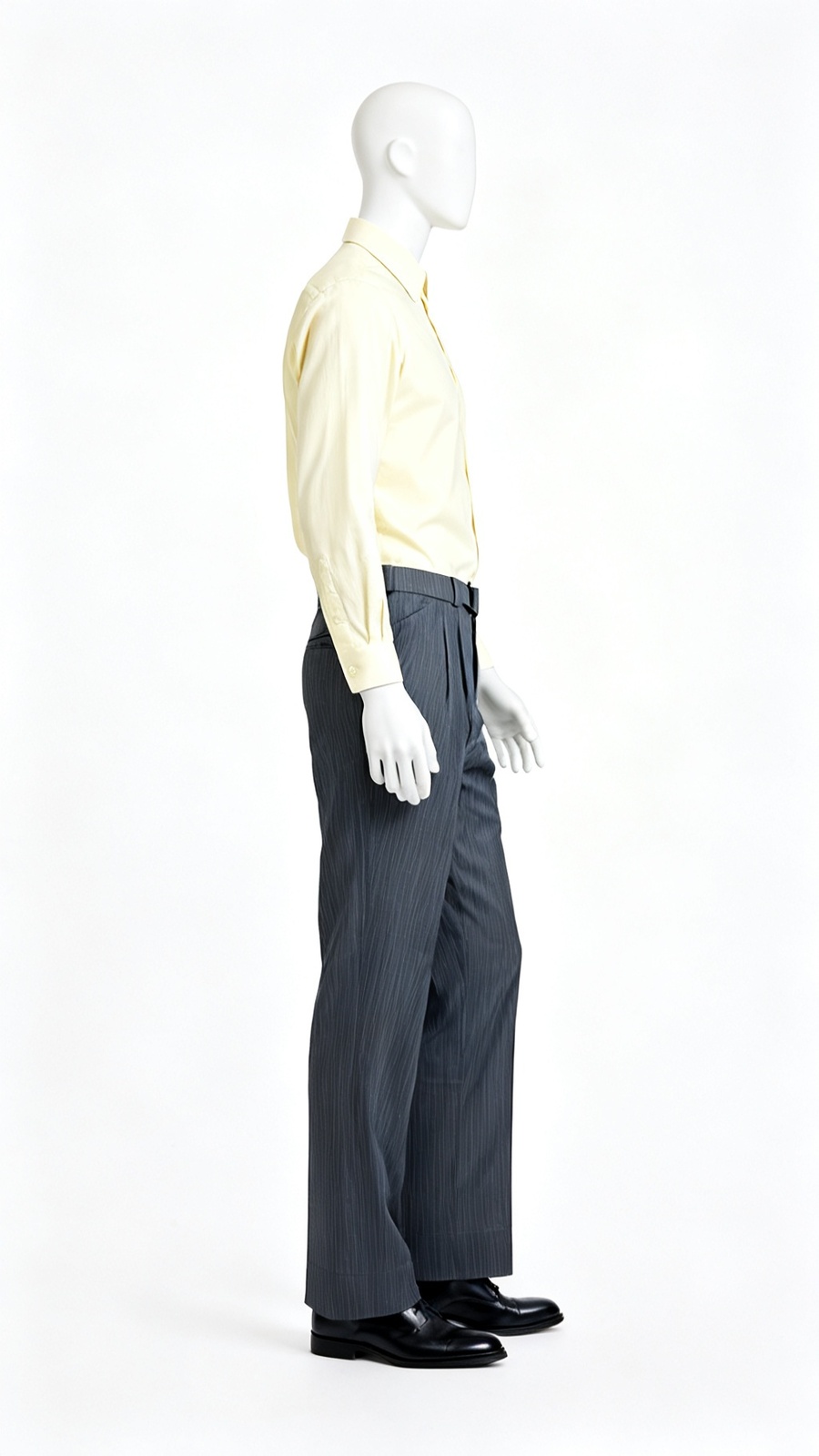 Grey Pinstripe Regular-Fit Formal Trousers