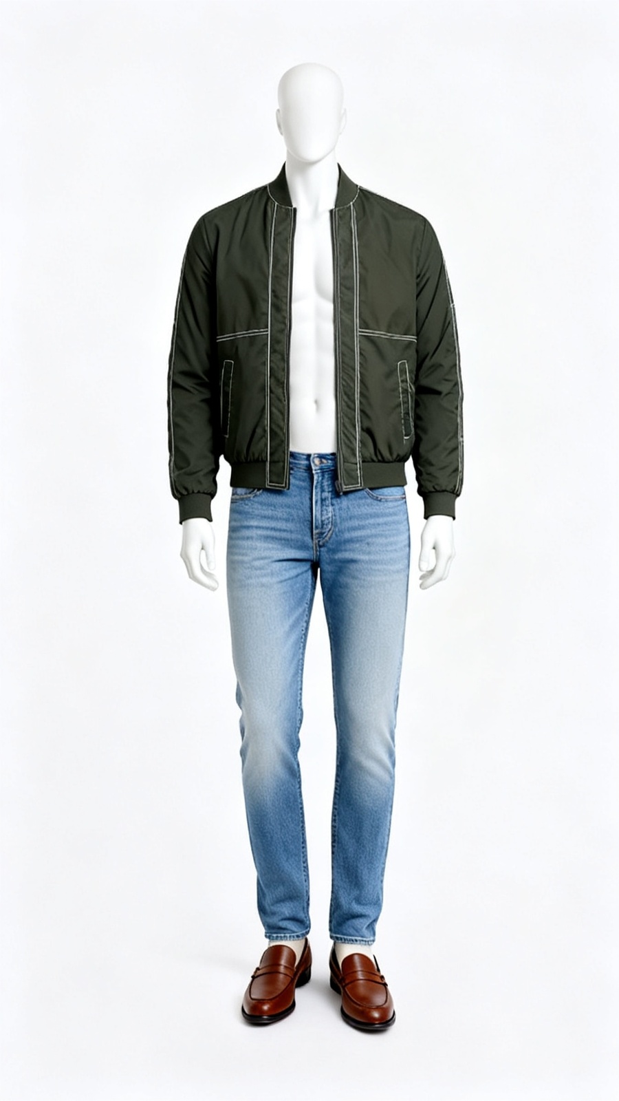 **Men Dark Green Bomber Style Jacket**