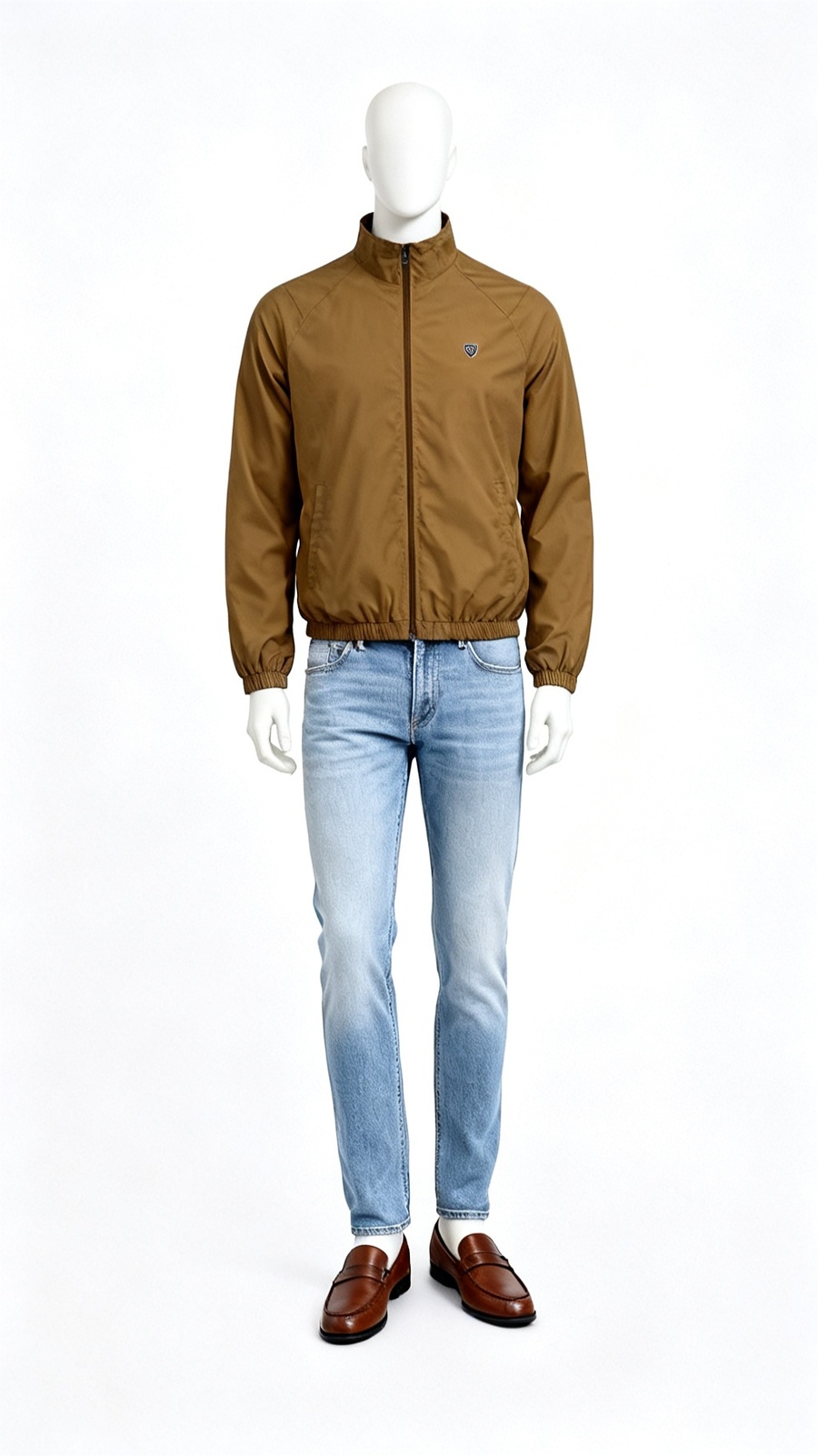 **Men Brown Casual Zip Jacket**