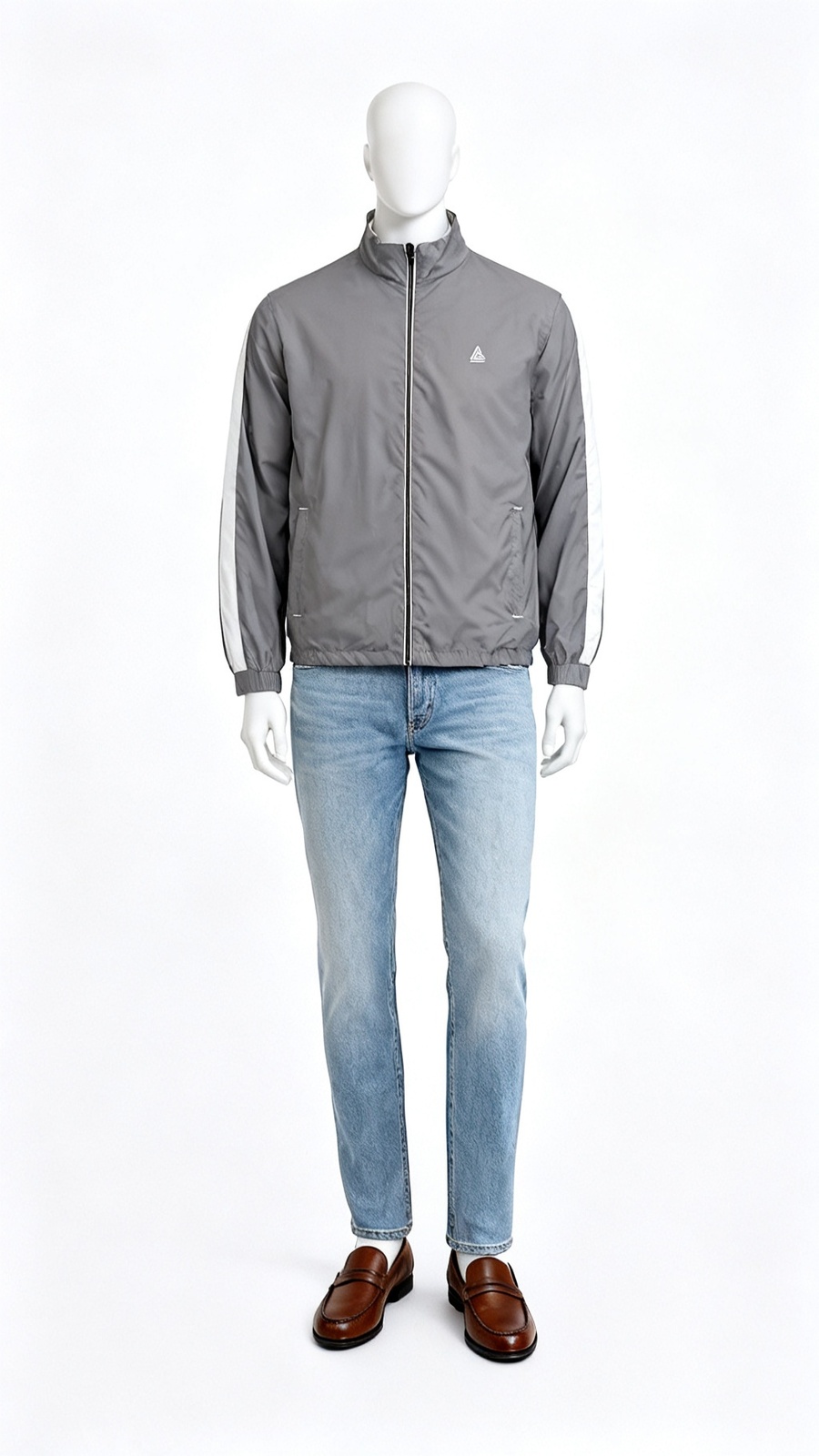 **Men Grey Lightweight Zip Jacket**