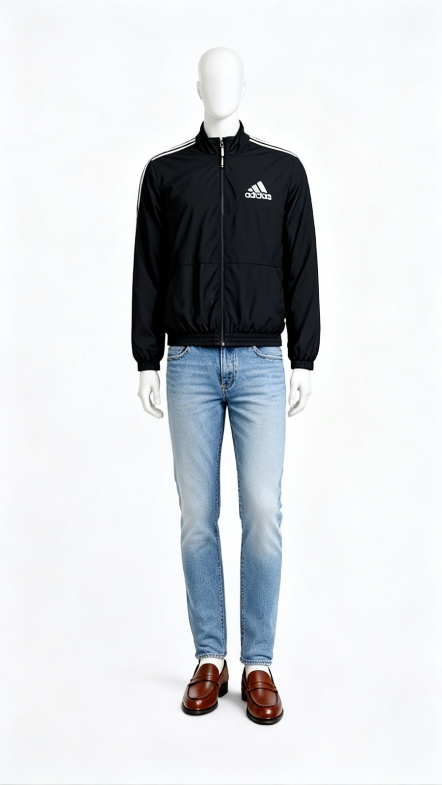 **Men Solid Black Zip Jacket**