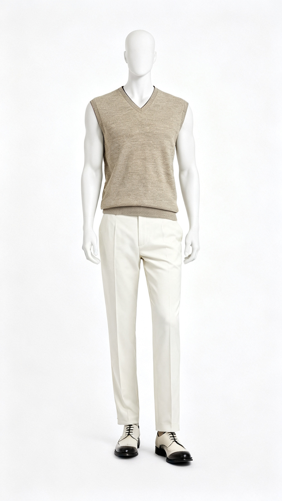 Men Sleeveless Solid V-Neck Sweater