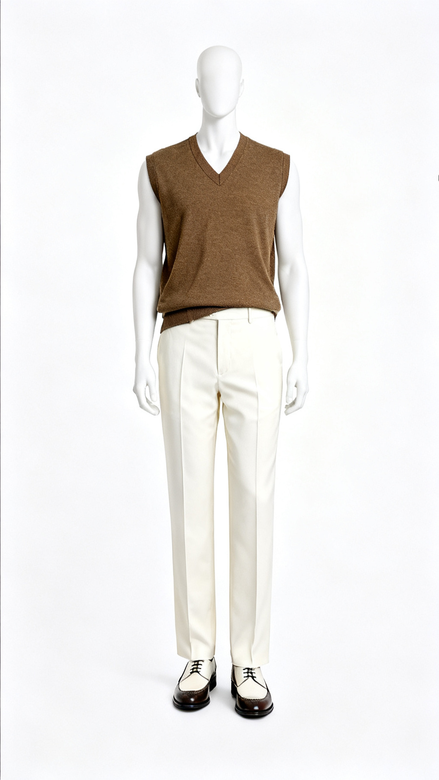 Men Sleeveless Solid V-Neck Sweater