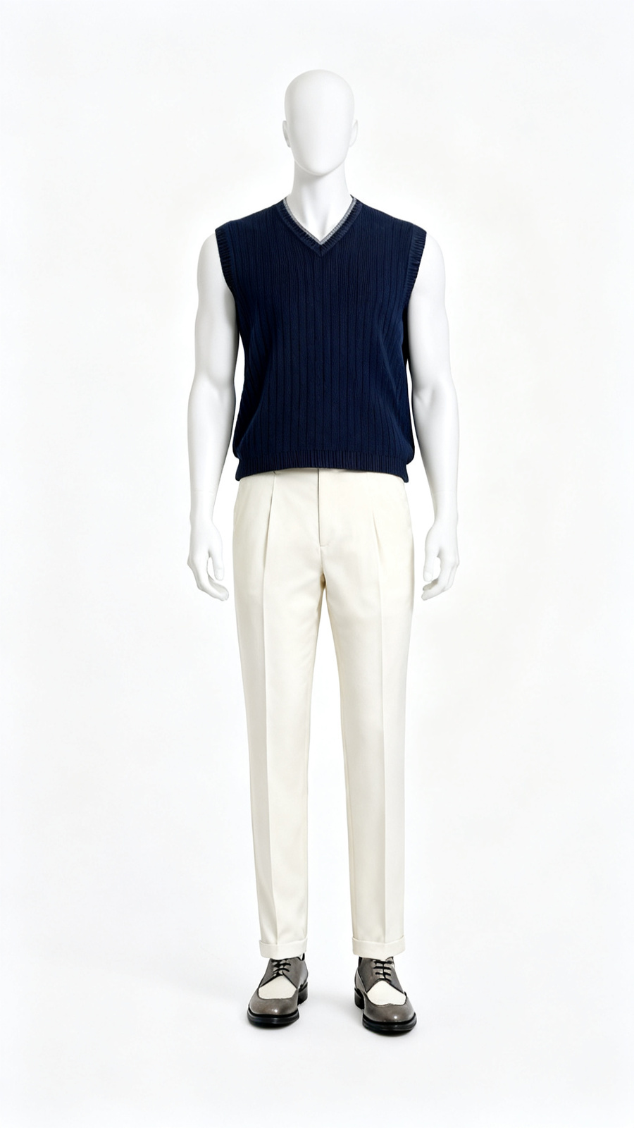 Men Sleeveless Solid V-Neck Sweater
