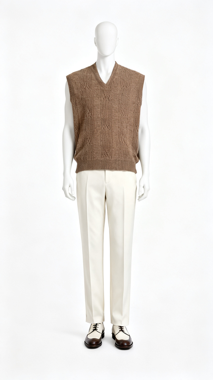 Men Sleeveless Textured V-Neck Sweater