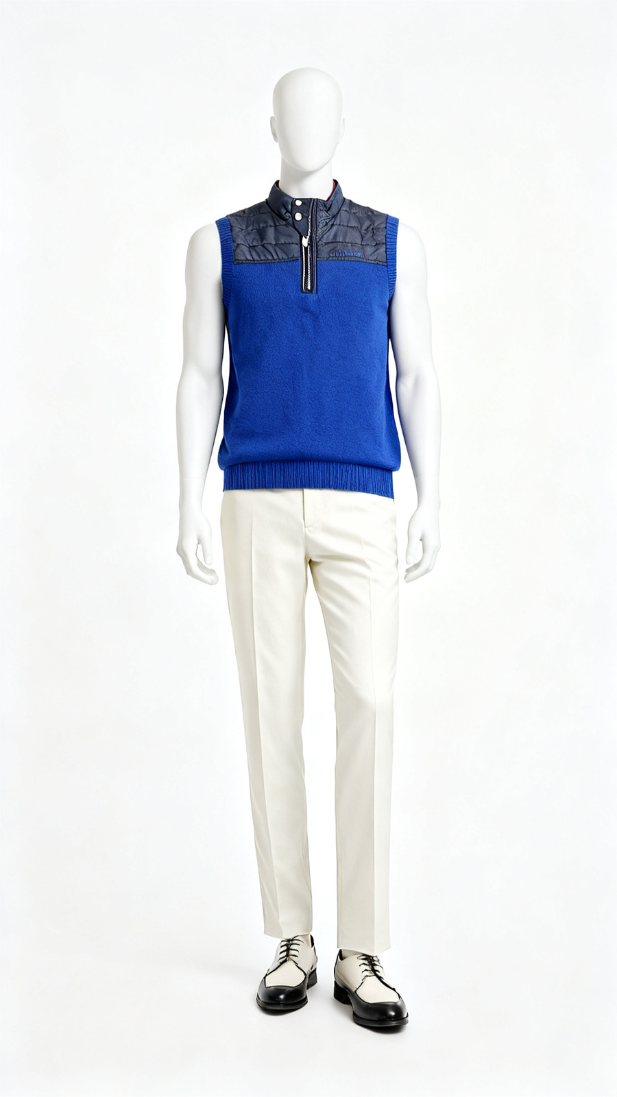 Men Sleeveless Solid High Neck Sweater
