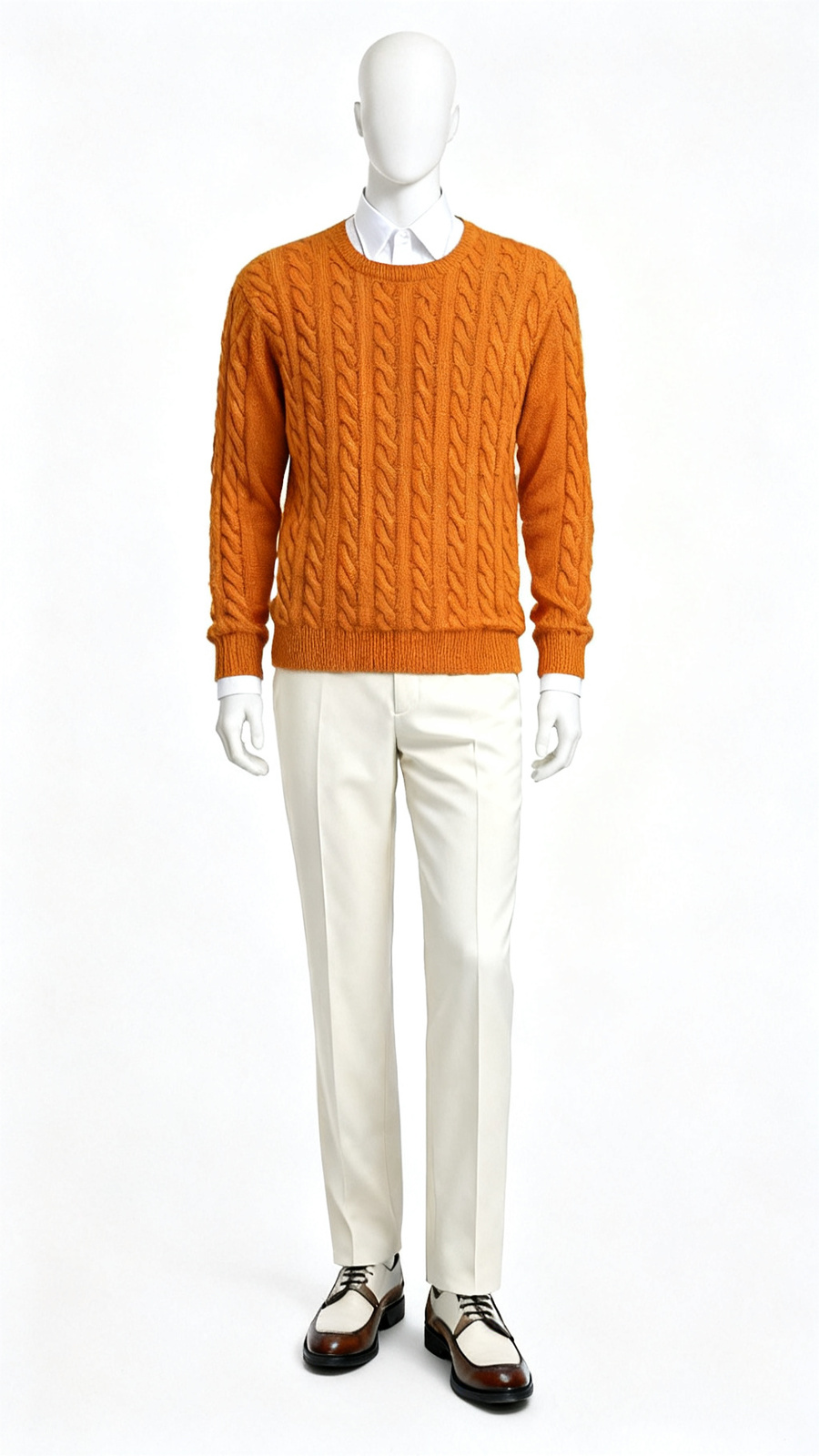 Men Cable Knit Round Neck Sweater